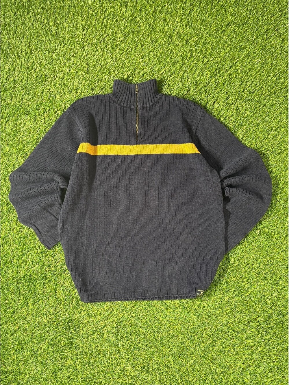 Y2k American Eagle Outfitters Vintage Slim Fit Half Zip Sweater Black Cotton S